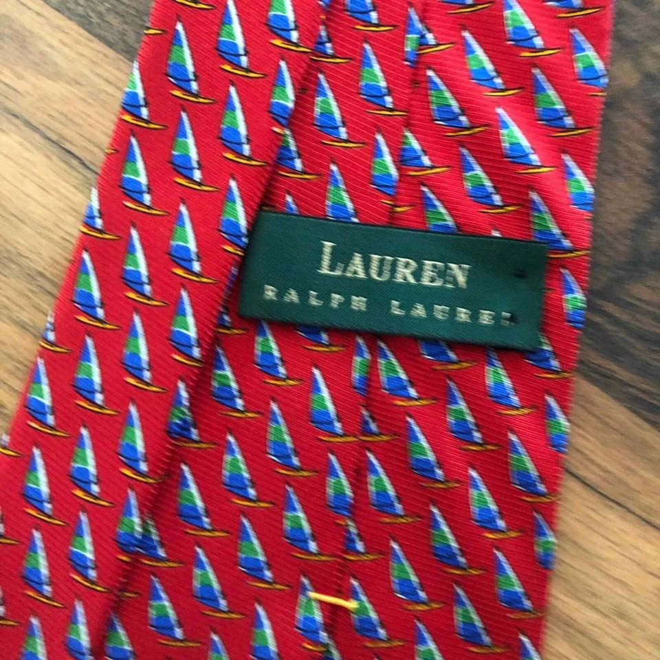 Corbata roja con estampado de velero azul Ralph Lauren para hombre Foto 2 de 4