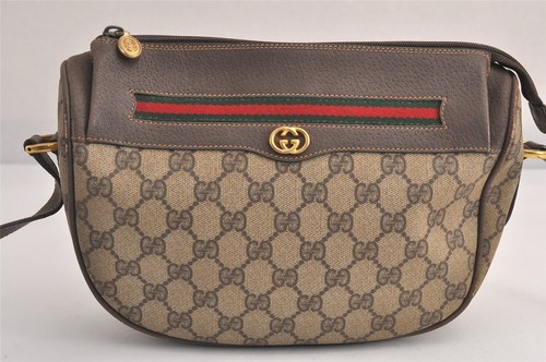 Authentic GUCCI Web Sherry Line Shoulder Bag GG PVC Leather Brown Junk 4997M - Foto 2 di 10