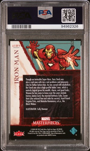 2008 Marvel Masterpieces Avengers #A5 Iron Man Foil PSA 9 - Picture 2 of 2