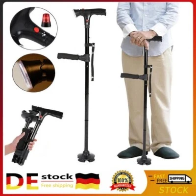 Gehstock Spazierstock mit Licht Klappbar Wanderstock Gehhilfe Krückstock Faltbar - Bild 1 von 4