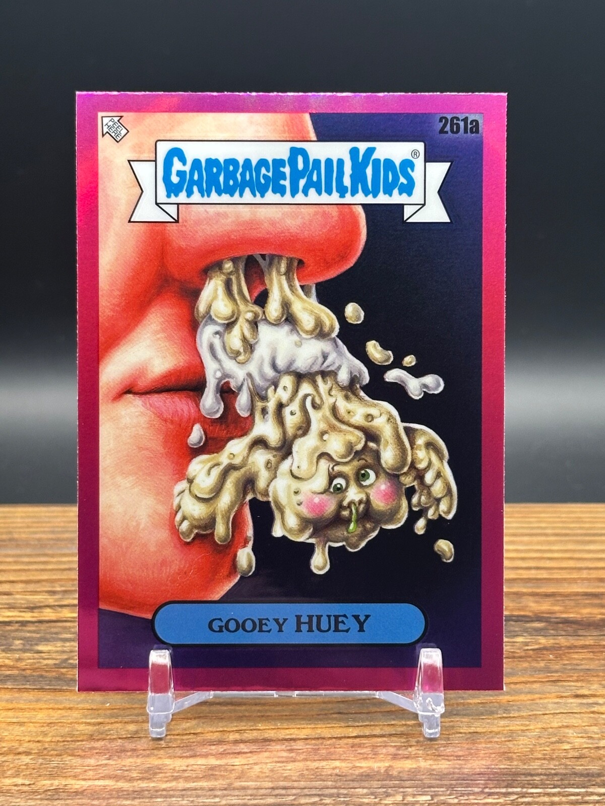 2024 Topps Garbage Pail Kids Chrome Magenta Refractor #261a Gooey Huey front
