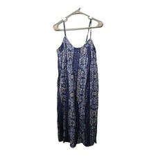 Lucky Brand Lined Midi Relaxed Fit Flow Boho Beach Resortwear Dress Sz M