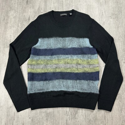 SAKS FIFTH AVENUE MENS NEEDLE PUNCH CREWNECK SWEATER WOOL ACRYLIC SIZE LARGE