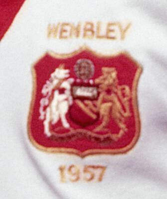 The Manchester United Badge On The Clubs Fa Cup Final Kit 1957 Old Photo