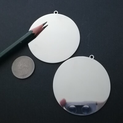 Round Rare 2.5inch tall High polished Flat Round S.Steel Blank label Pendants