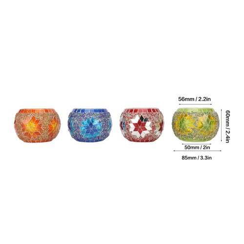 4pcs/Set Mosaic Glass Candlestick Colourful Mosaic Glass Candle Holder Decor AU - Picture 3 of 12