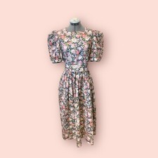LAURA ASHLEY Vintage English Summer Garden Tea Cotton Dress US 8