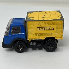 Vintage Tonka Delivery Box Truck Yellow Blue Pressed Steel JAPAN 3-4" Long Car