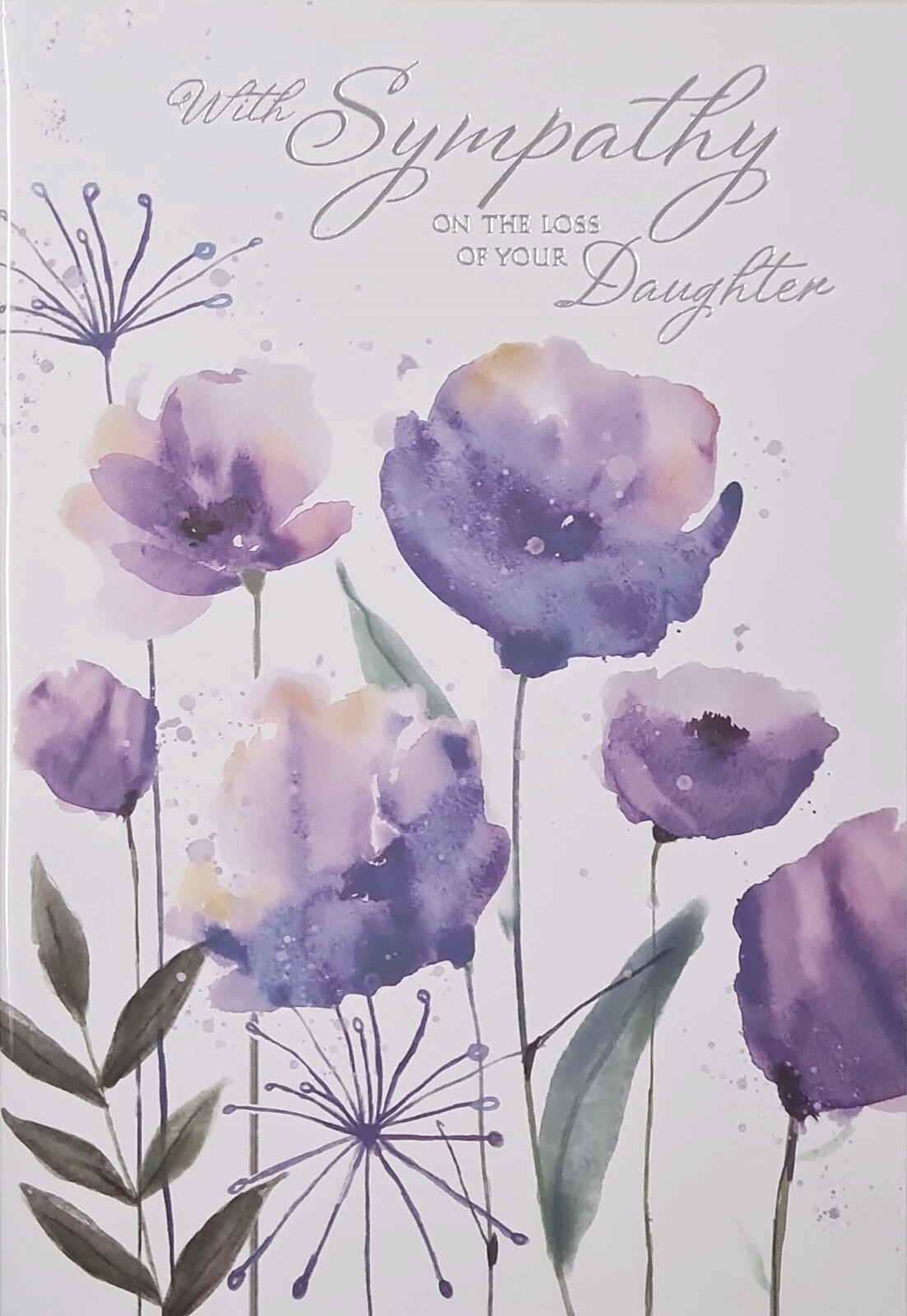With Sympathy Card On the Loss of your Daughter Condolence Card Purple Flowers