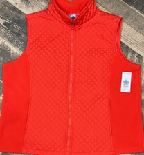 New $50 Izod Women Quilted Vest Full Zip Plus Size 1x Regency Red