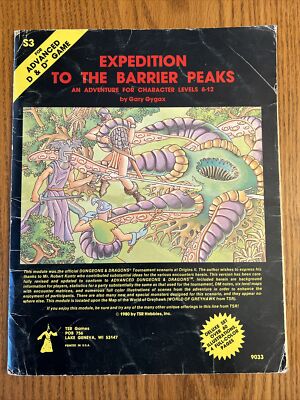 RARE TRUE 1st PRINT!  S3 EXPEDITION TO THE BARRIER PEAKS D&D 1980 1st Ed Module