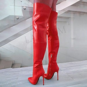 plus size red thigh high boots