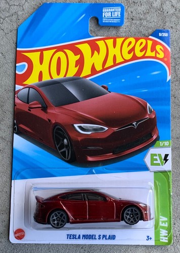 Hot Wheels Tesla Model S Plaid - LOT OF THREE - Red, White, & Blue - Picture 3 of 4
