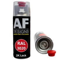 2K Lackspray Autolack Spraydose kratzfest FÜR RAL 3020 VERKEHRSROT glänzend