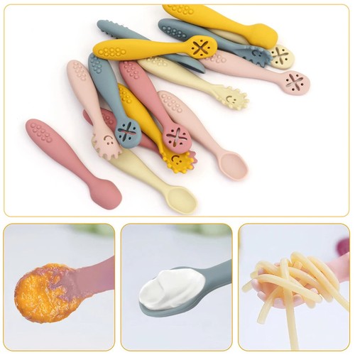Cute Baby Learning Spoons Utensils Set Newborn Feeding Spoon Set Toddler - Picture 4 of 22