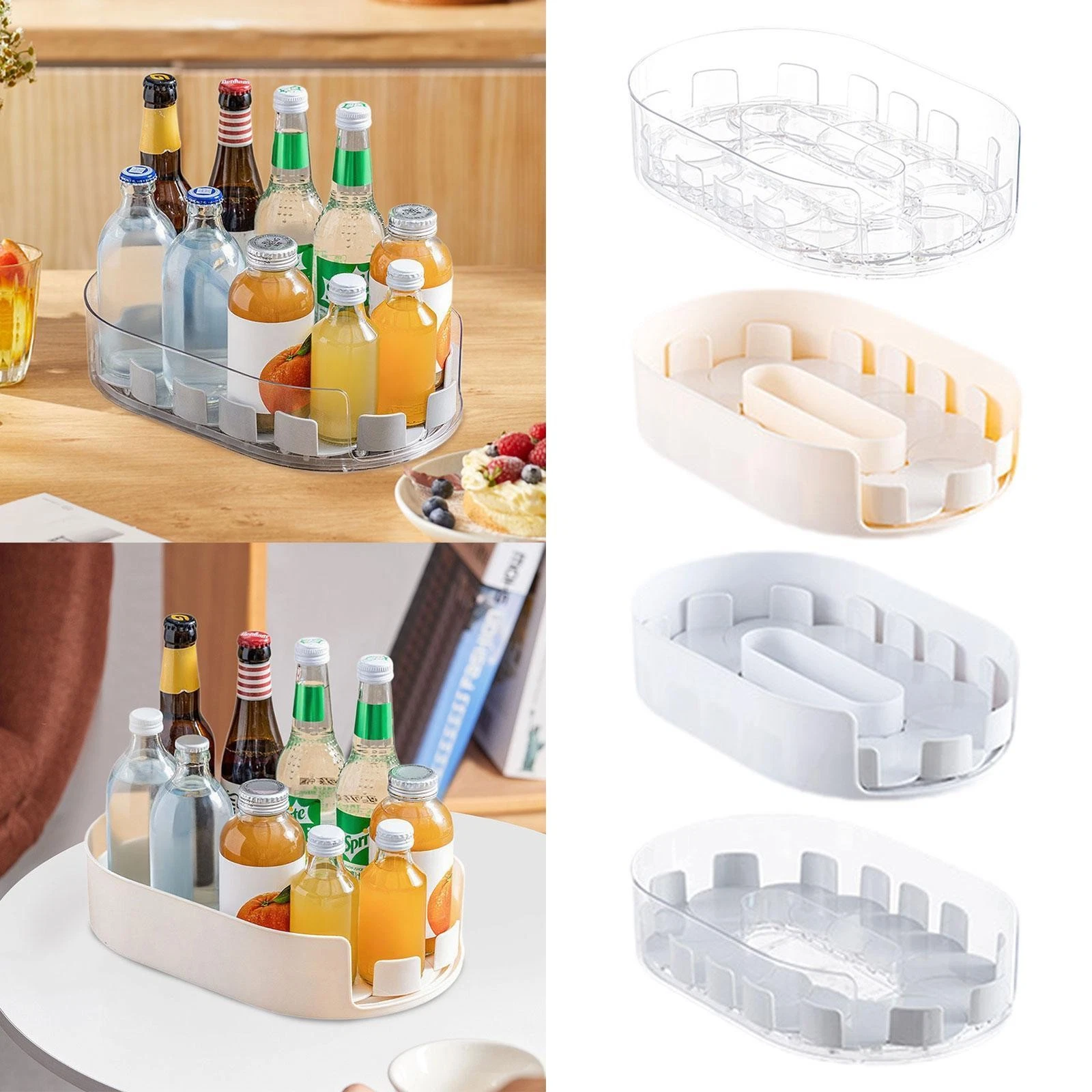 Refrigerator Organizers and Storage Tray Rectangular Fridge Organizer 360°