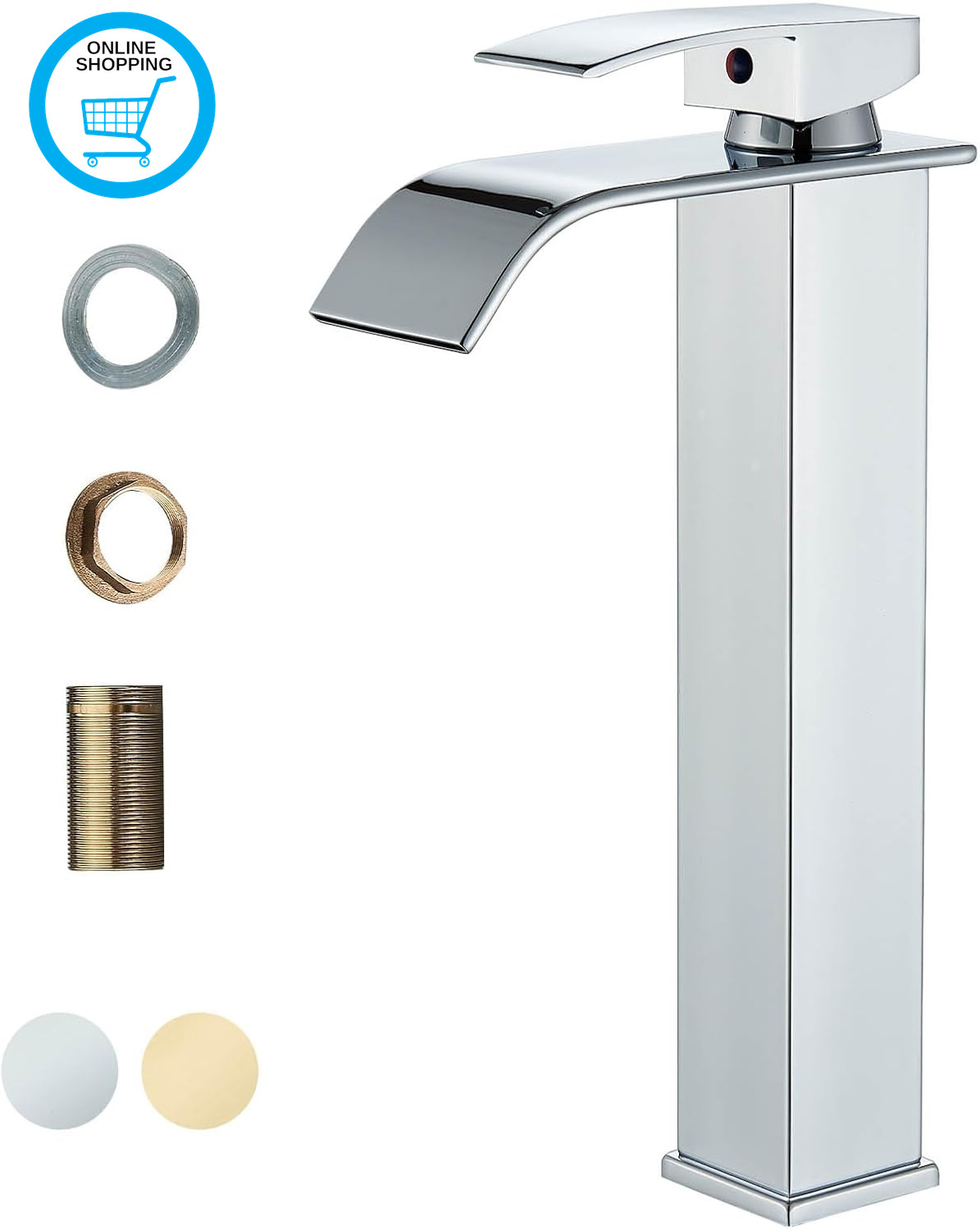 Basin Taps Tall Basin Mixer Tap Bathroom Waterfall Sink Tap Single Lever Brass C
