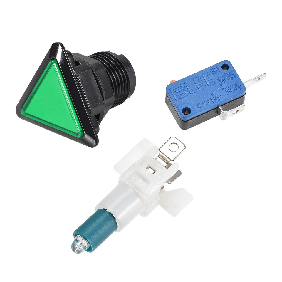 Game Push Button 39x39x39 Triangle 12V LED Illuminated Push Button Green 5pcs - Image 3 of 3
