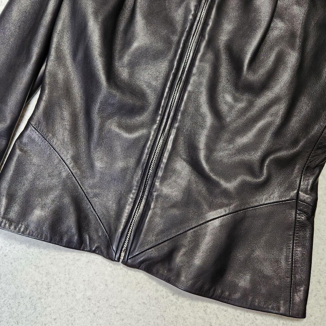 USED VERSACE COLLARLESS LEATHER JACKET, ZIP-UP, BLACK LAMB LEATHER, SIZE 40 GO thumbnail 4