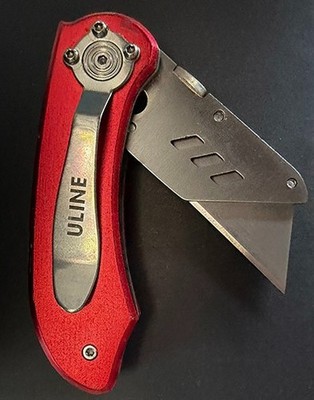 Uline Folding Utility Knife Box Cutter Replaceable Blade Red Pocket Tool