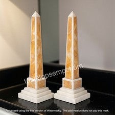 Premium Yellow Onyx Crystal Obelisk Pair Accent, Spiritual Healing & Unique Gift
