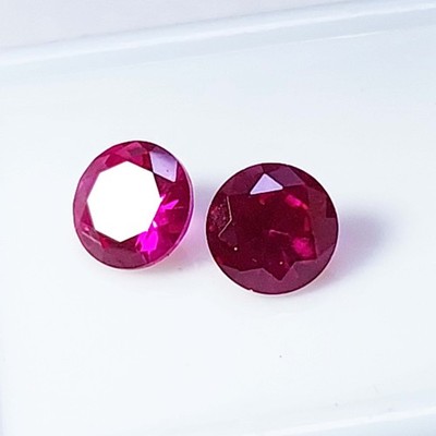 Natural Red Ruby 5 mm Certified Round Shape Loose Gemstone Pair