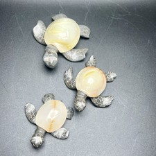 Hand Carved Agate Stone Sea Turtle Family Figurine Paperweight