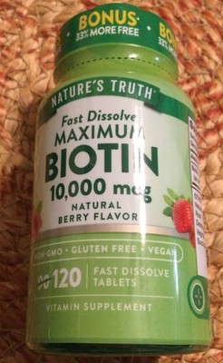 Biotin 10000mcg | 120 Fast Dissolve Tablets | Vegan | by Nature's Truth