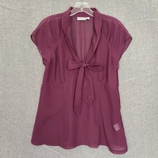 Sussan Womens (Fits 12) Y2K Vintage Sheer Babydoll Blouse Top Bow Purple Whimsi