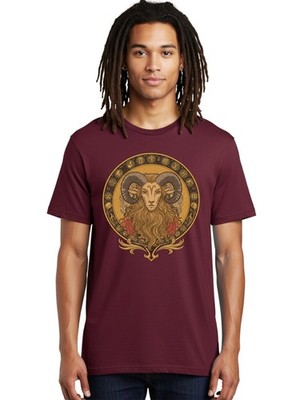 Aries-Zodiac-Sign-1 Mens Graphic Tee, 100% Cotton, Casual Summer Wear