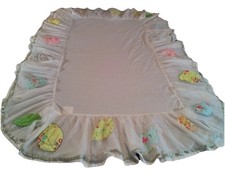 Pottery Barn Kids Brooke Crib Bed Skirt Tulle Leaves Patchwork Ribbon Cotton