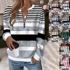 Ladies Casual Long Sleeve Sweatshirt Top Shirts Pullover V-neck Jumper PLUS SIZE