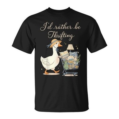 I D Rather Be Thrifting Cute Silly Goose Duck Coquette T-Shirt