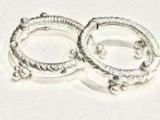 New Born Adjustable Solid Silver Bangles Bracelet Baby Foot Jewelry