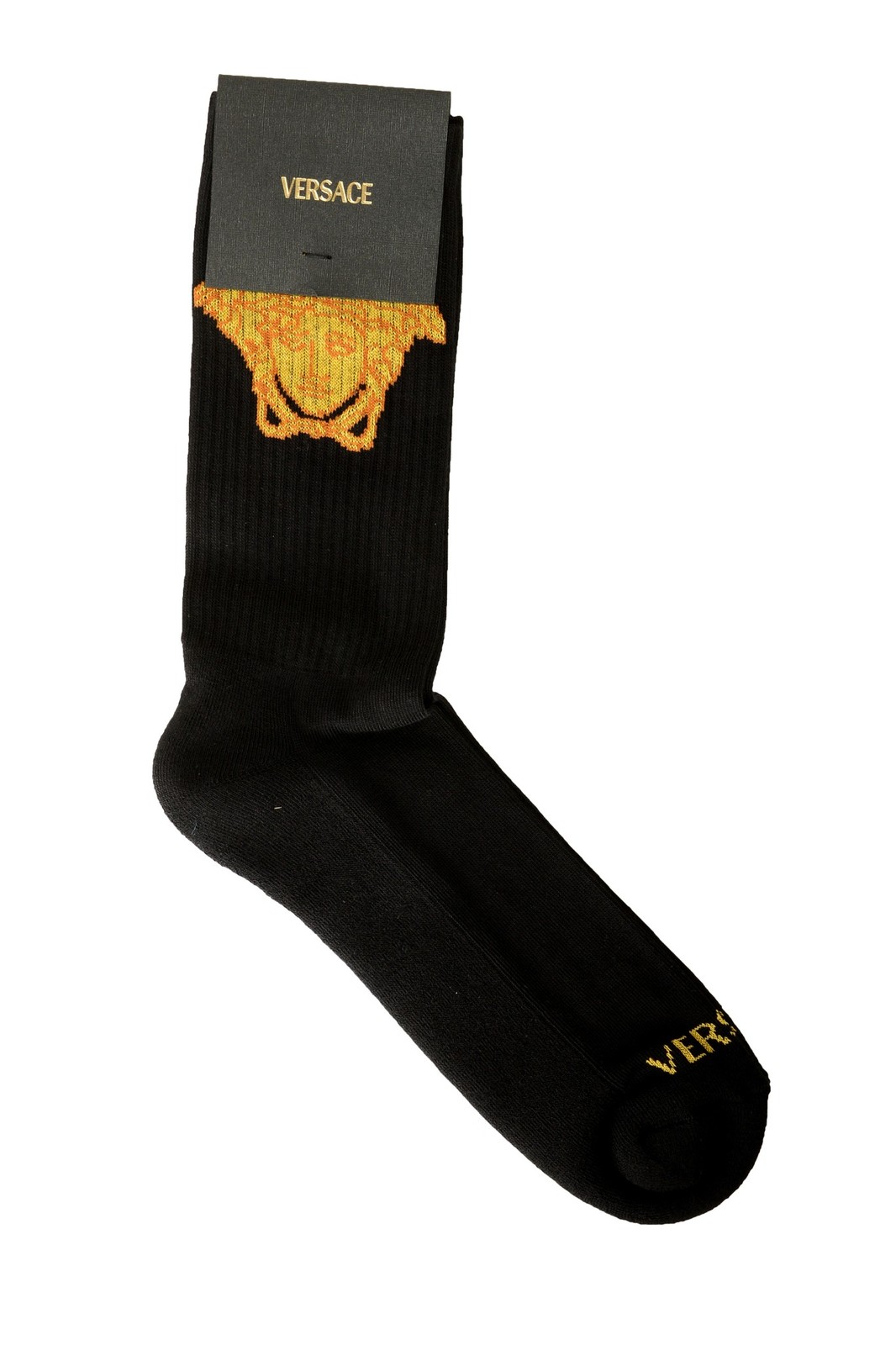 Versace Black & Gold Medusa Head Athletic Socks sz S