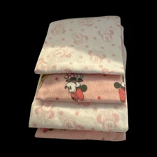 3 Disney Minnie Mouse Hello Gorgeous Receiving Blankets Pink White open package-
