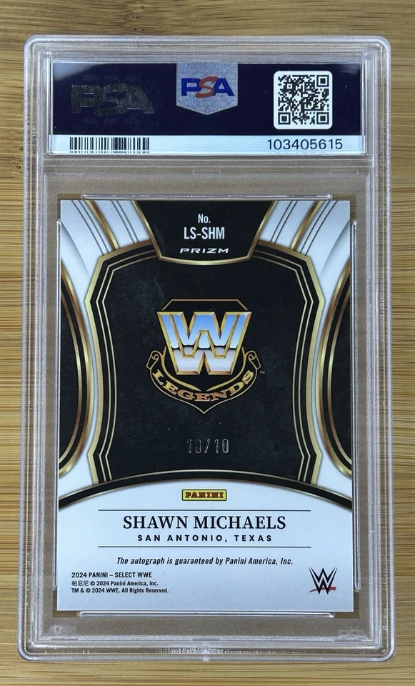 PSA 9 #/10- 2024 Select WWE GOLD  Shawn Michaels AUTO BOOKEND 10/10 - Image 2 of 2