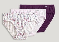 New Jockey Elance Women's size 6 Bikini Underwear 3 Pack Plum Stripe Floral