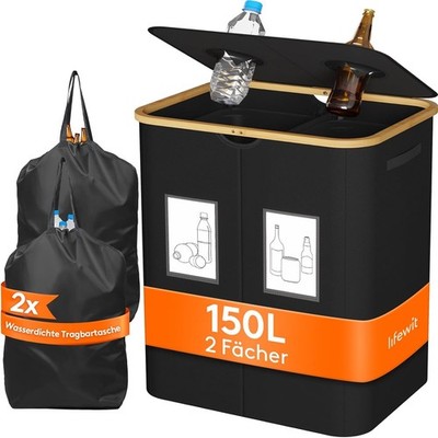 Lifewit Deposit Bottle Collection Container 150L with Lid Empty Bottle Storage 