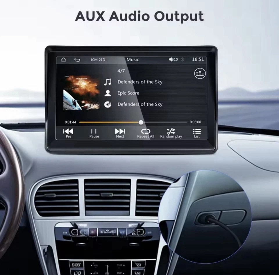 Car Radio 7 inch Wireless CarPlay Android Auto Portable Car Stereo Multimedia - Immagine 2 di 4