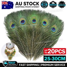 UP 20pcs 25-30cm Natural Genuine Peacock Eye Feathers Vase Home Decor DIY Craft