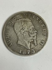 Italia Regno 5 Lire 1873 Vittorio Emanuele II Zecca Milano. BB+