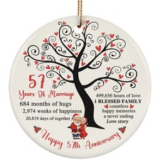 57 Years Love Ornament Happy 57th Anniversary Santa Claus Couple Christmas Gift