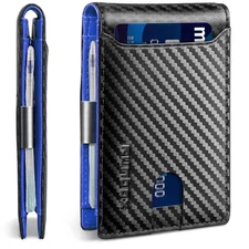 Slim Wallets for Men - Leather Money Clip Mens Wallet - RFID Blocking Front P...