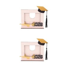 Set 2 Cornici Portafoto di Laurea 2026: Cornici Foto in Legno con Nappa e Cappello -