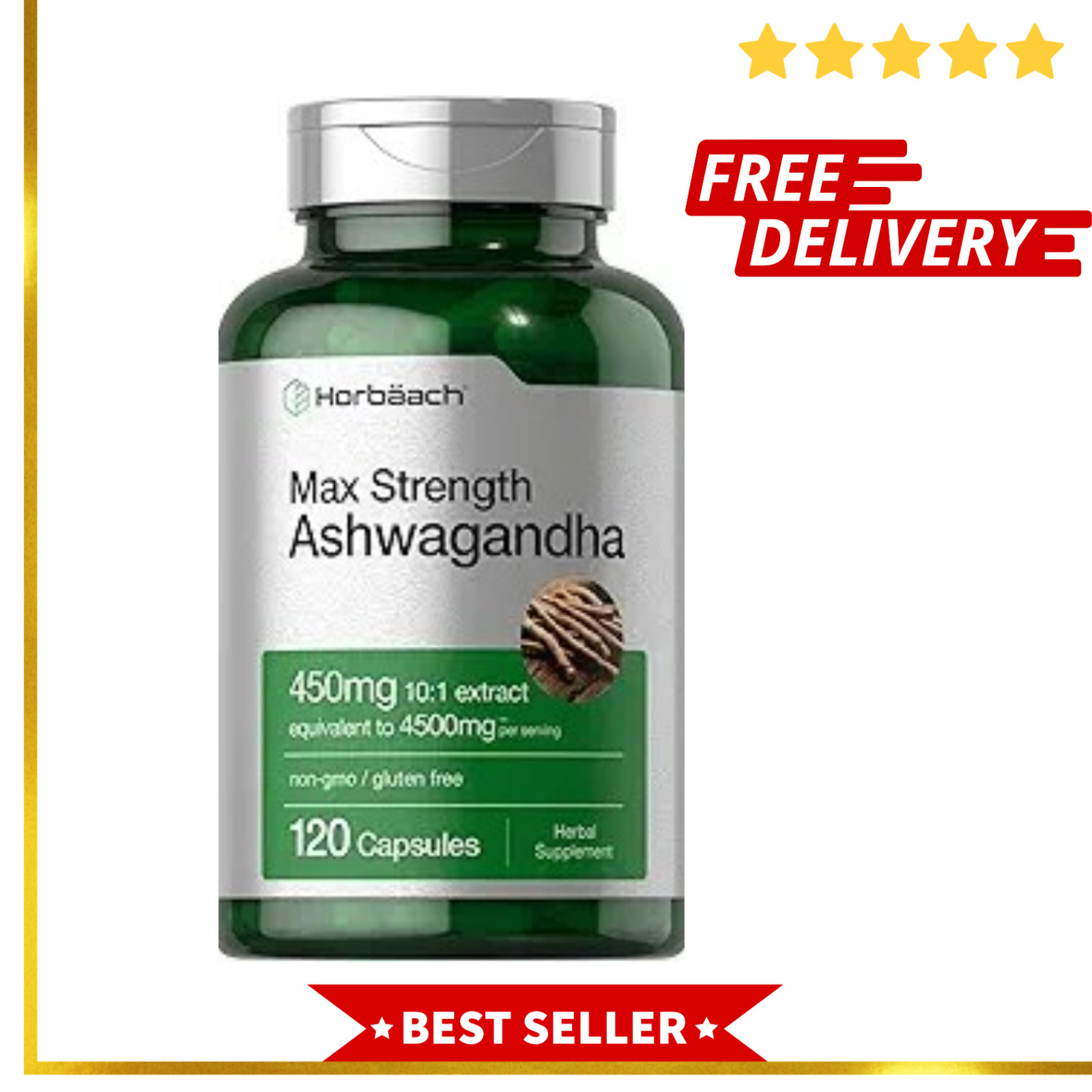 Ashwagandha Capsules | 4500 mg | 120 Count | by Horbaach......