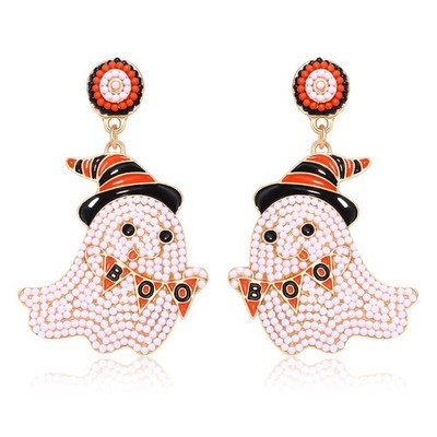 Halloween Earrings for Women Handmade Candy Corn Witch Hat Beaded Drop Earrings