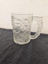 Vintage 1995 McDonald's Batman Forever Embossed Clear Glass Mug Cup