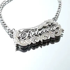 Custom Nameplate Necklace Pendant 18k Gold Personalized Name Jewelry Cuban Chain