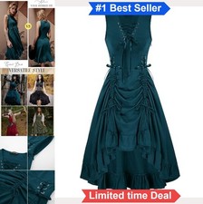 Gothic Steampunk Dress Medieval Renaissance Pirate Lace Up High Low Costume